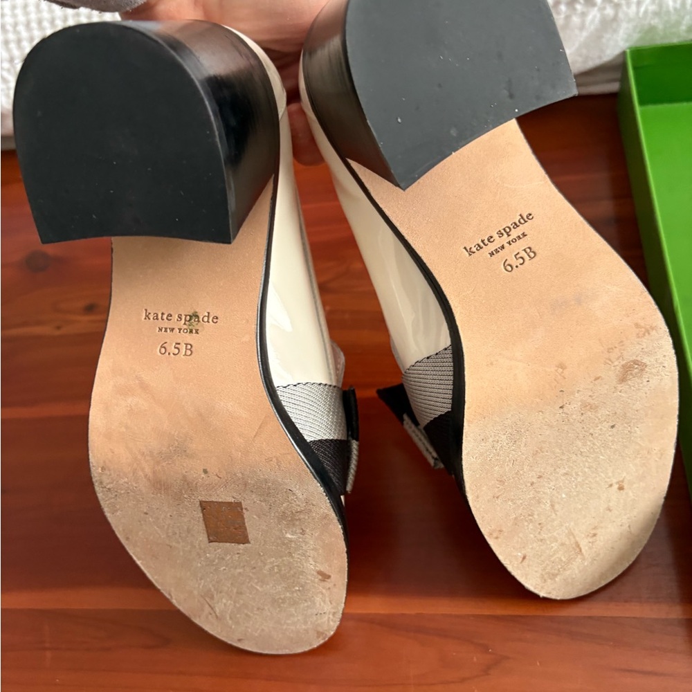 Kate Spade Cream and Black Bow Loafers - Picture 4 of 6